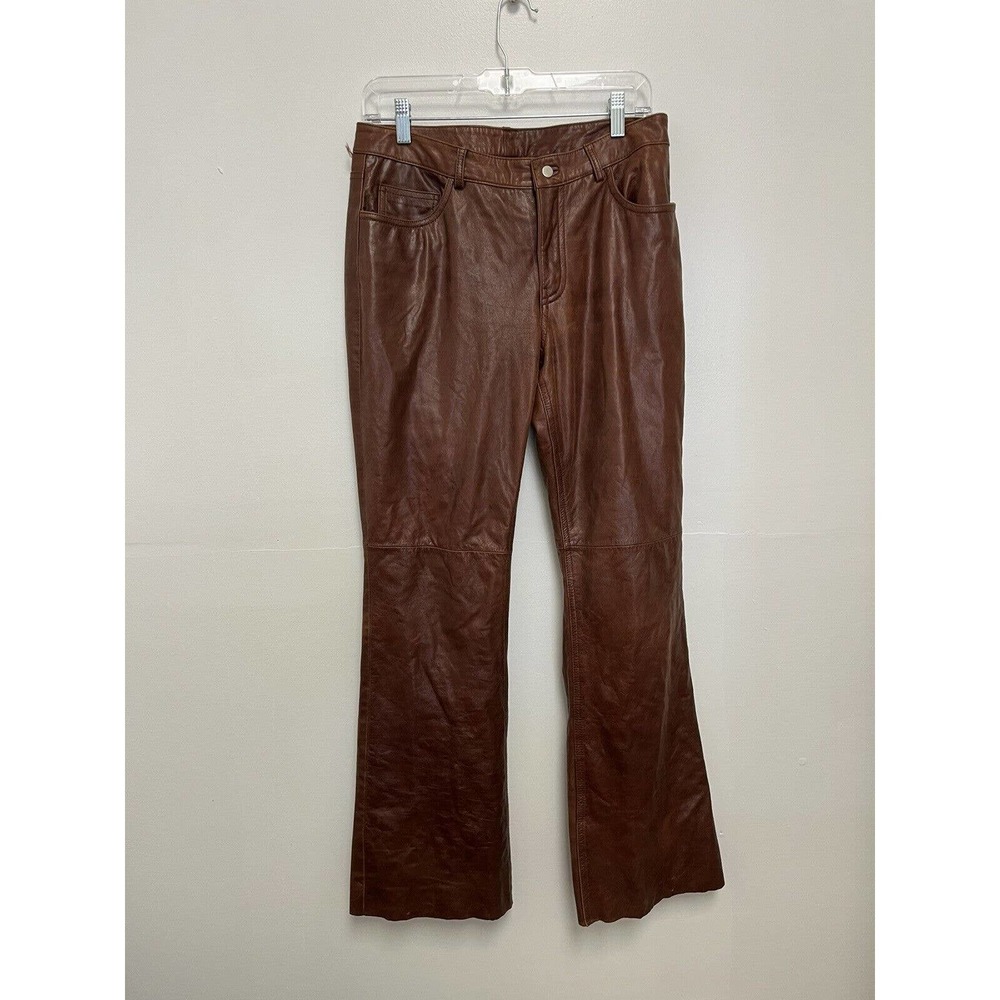 Vintage Brown Leather Pants Express Global Flare Boot… Gem
